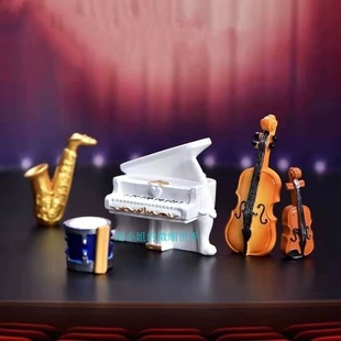 仿真迷你乐器模型 小孩过家家玩具场景拍摄道具 ：12娃娃屋配件