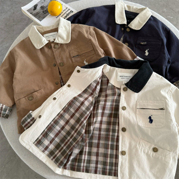 儿童外套2026秋季新品男女童刺绣翻领外套宝宝百搭夹克衫潮,童装/婴儿装/亲子装,普通外套,淘宝优惠券,粉丝福利购,淘宝优惠卷