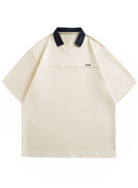 SEVENNOS 2025美式撞色简约百搭休闲宽松翻领情侣短袖polo衫