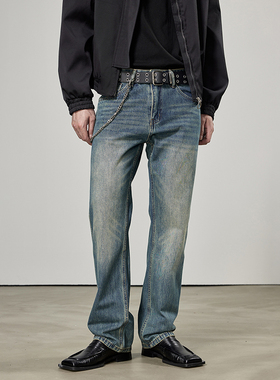 BLACK ARMADA 秋冬美式加绒加厚百搭耐磨宽松水洗直筒裤