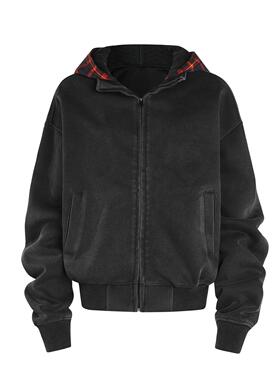 MADE EXTREME 秋季美式做旧假两件连帽卫衣街头户外运动拉链开衫