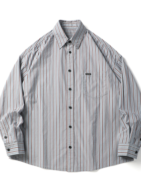 BLACK ARMADA 2025春季新品复古条纹宽松休闲百搭拼色长袖衬衫