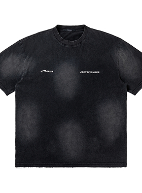 EPICURUS 2025夏季新款水洗做旧炒漂徽标重磅美式复古街头短袖T恤