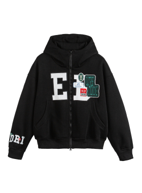 OLDTRIBE 秋季新款廓形街头高级感休闲开衫卫衣简约贴画宽松外套