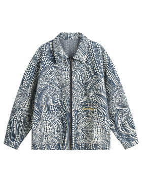 BLACKHOOP 美式复古名族风腰果花翻领牛仔夹克嘻哈宽松情侣外套