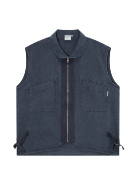 BSAPA 日系工装水洗马甲秋装潮流背心后背印花情侣款潮流百搭上衣