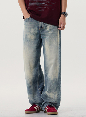 BLACK ARMADA 2025新款春秋宽松直筒休闲裤复古美式水洗牛仔裤