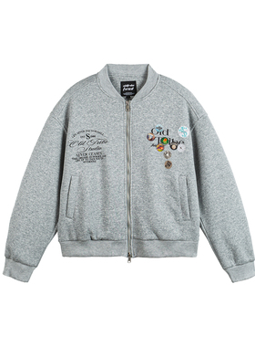 OLDTRIBE秋季新款美式复古刺绣宽松棒球服学院风徽章印花情侣夹克