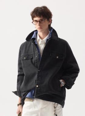 ANSWER ME 2025春季款复古拼接假两件牛仔外套小众百搭工装外套