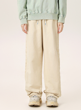 BLACK ARMADA重磅400g碳磨加绒宽松直筒水洗针织裤垂感休闲运动裤