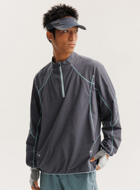 BLACK ARMADA 山系户外吸湿速干半拉链运动反光条徒步打底长袖T恤