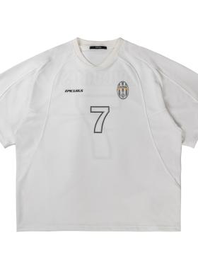 EPICURUS 春夏新款小众休闲字母印花T恤复古刺绣重磅速干宽松球衣