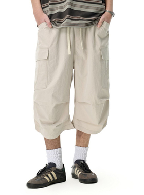 inflation 2025夏季新品潮牌日系美式休闲裤男工装口袋七分裤