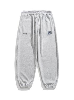 GAYR 春秋季男士休闲运动裤简约针织印花水洗抽绳百搭宽松束脚裤