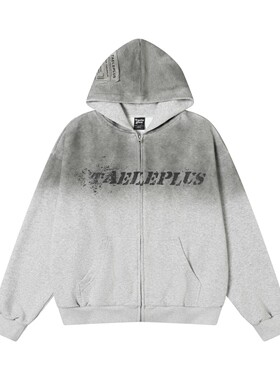 TAELE PLUS 春秋美式复古喷绘标签涂鸦做旧开衫卫衣街头情侣外套