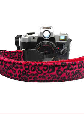 红豹纹毛绒【生日礼物】可调相机CCD单反微单拍立得挂脖斜跨背带