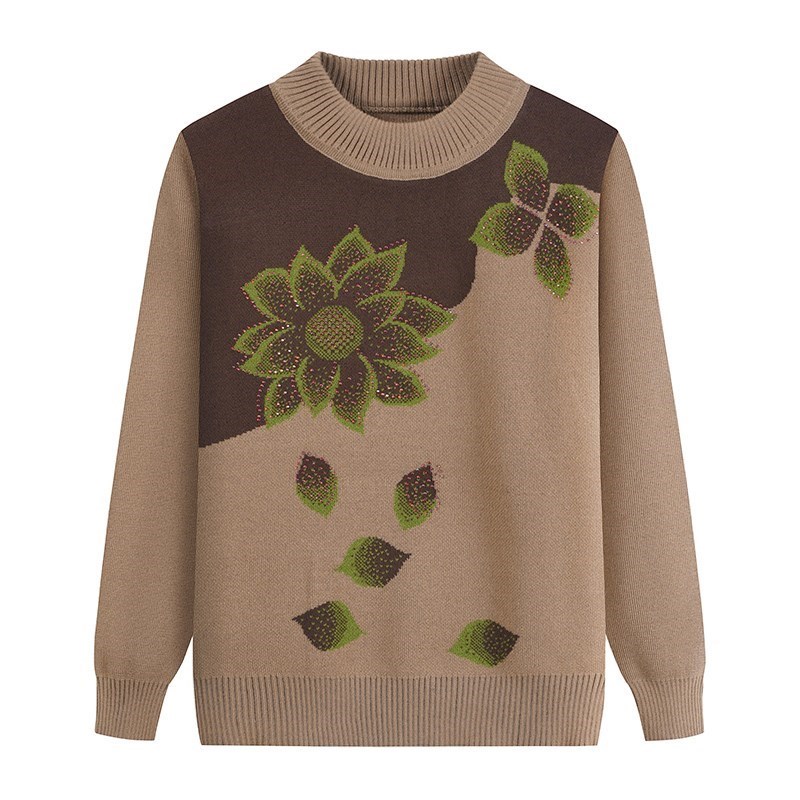 针织衫加绒加厚毛衣中老年女装