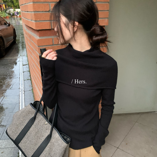 一勺甜Hers-冬上新简约设计感可两种穿法堆叠感连帽针织衫62160