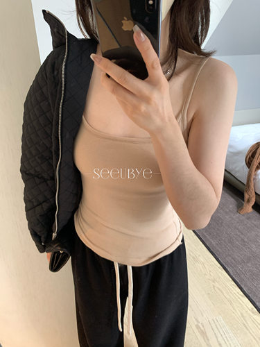 SeeUbye一直在穿的磨毛吊带百搭内搭带bra平口打底吊带635