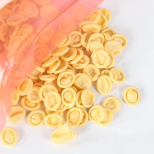 米黄色防静电手指套橡胶防护无尘