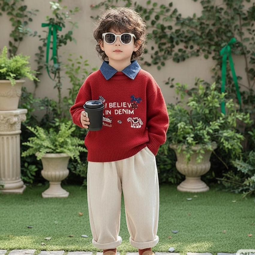 男女童红色过年毛衣冬季加厚红色喜庆圣诞毛衣宝宝生日红色针织衫,童装/婴儿装/亲子装,毛衣/针织衫,淘宝优惠券,粉丝福利购,淘宝优惠卷