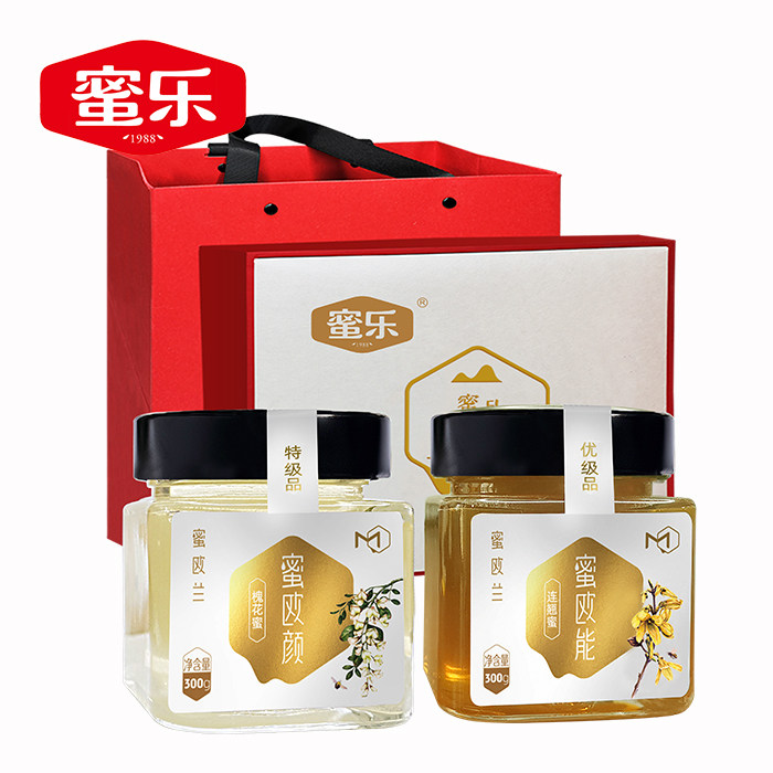 蜜乐蜂蜜礼盒装300g*2瓶+120克柠檬蜜农家自产原酿成熟蜂蜜