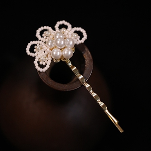 发夹女2025新款高端边夹女侧边高级感珍珠花朵旗袍汉服新中式发饰
