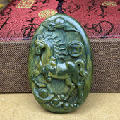 绿檀木雕生肖鼠牛闭嘴虎兔龙蛇马羊猴鸡狗猪绿色实木雕刻吊坠挂件