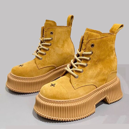 牛皮马丁靴大黄靴短靴10cm12cm