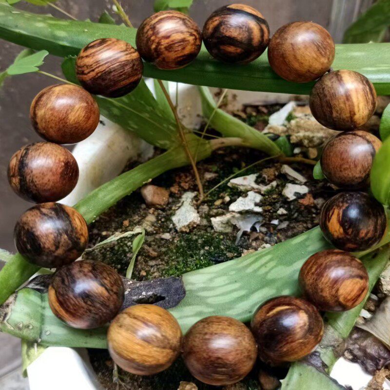 巴布亚贡木沉香老料油汁高印尼贡木文玩龙鳞手串玉化手链男女念珠