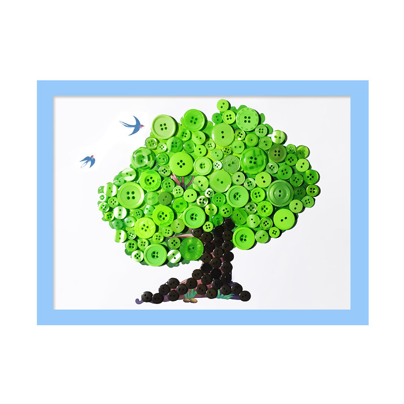 春天夏天秋天冬天儿童手工diy制作大树纽扣画幼儿园小学生粘贴画