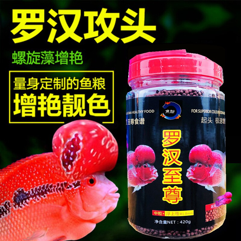 罗汉鱼饲料寿星头爆头罗汉鱼泰金花饲料起头增色鱼食罗汉凸头