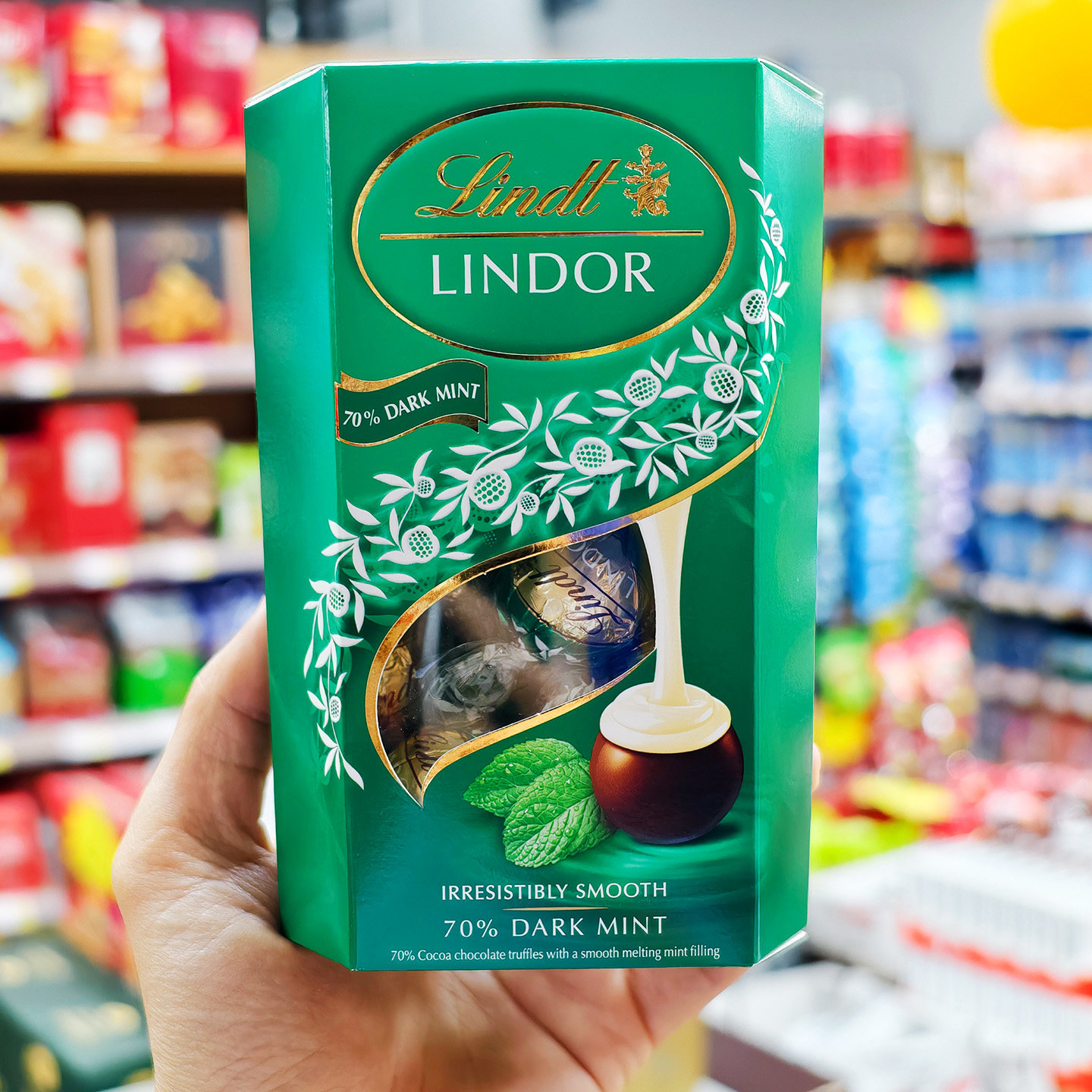 Lindt瑞士莲软心薄荷味黑巧克力礼盒装200克 年货送礼休闲零食品