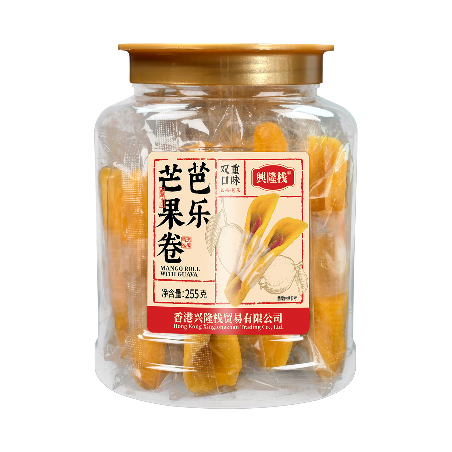 兴隆栈芒果卷芭乐255g双重果味果肉卷独立罐装果干蜜饯休闲解馋