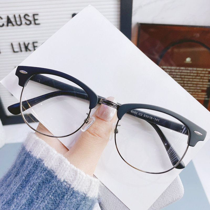 近视眼镜男复古眼镜框韩版潮文艺平光半框眼镜架女大脸近视眼镜女