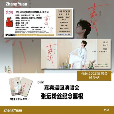 张远嘉宾演唱会门票长沙站周边自印大麦票根各站定制座位送小卡