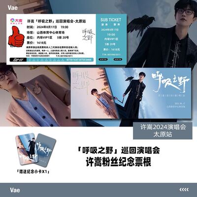 许嵩太原站演唱会门票周边自印纪念票根定制座位送小卡可塑封