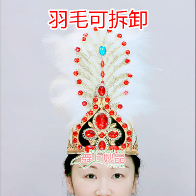 新疆维族舞帽钻饰小花帽仿发辫