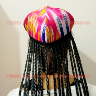 新疆维吾尔族小花帽艾特莱斯头饰民族特色帽子新疆维族头饰辫子帽