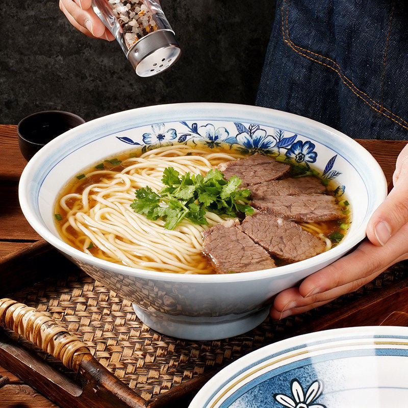 仿青花瓷面碗商用饭店面馆专用碗拌面饸饹面大碗面条碗拉面碗大号