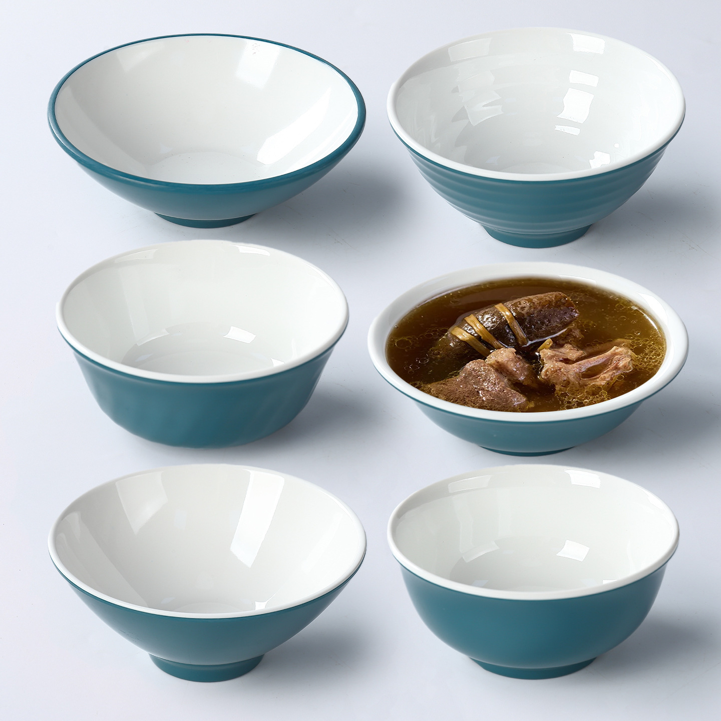 密胺A5餐具宝石绿碗蘸料商用仿瓷米饭碗食堂饭碗火锅调料双色小碗