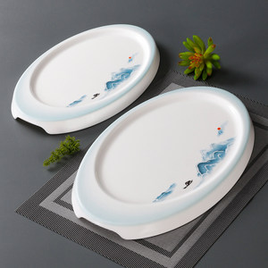 祥源美密胺餐具盘子菜盘仿瓷餐盘塑料商用凉菜冷菜椭圆烧鸭烧鹅盘