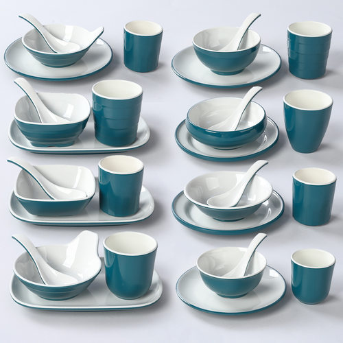 火锅摆台四件套密胺酒店餐厅饭店自助套装餐具绿宝石碗碟勺杯商用