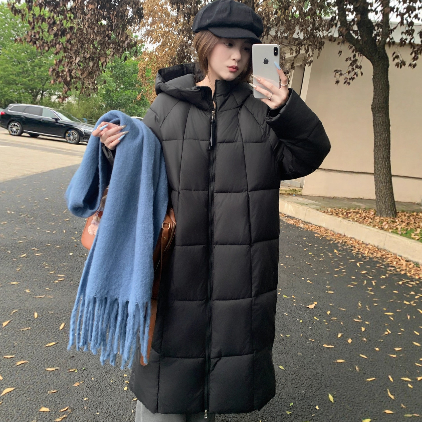 羽绒棉服女中长款过膝修身显瘦胖MM外套2025秋冬棉衣欧美风棉袄