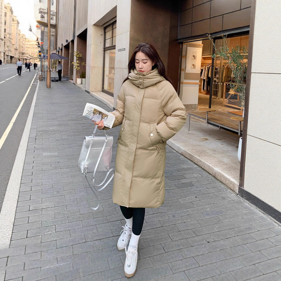 羽绒服女2025冬季新款韩版时尚大码加厚修身连帽中长款羽绒服