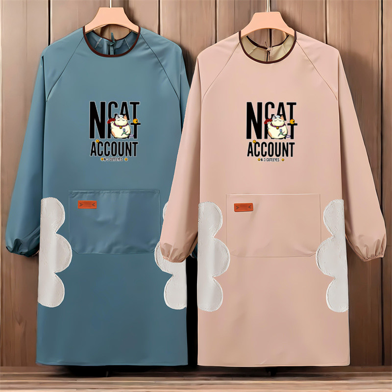 反穿罩衣防水防油长袖围裙2024新款定制家用厨房护衣工作服男女士,家庭/个人清洁工具,围裙,淘宝优惠券,粉丝福利购,淘宝优惠卷
