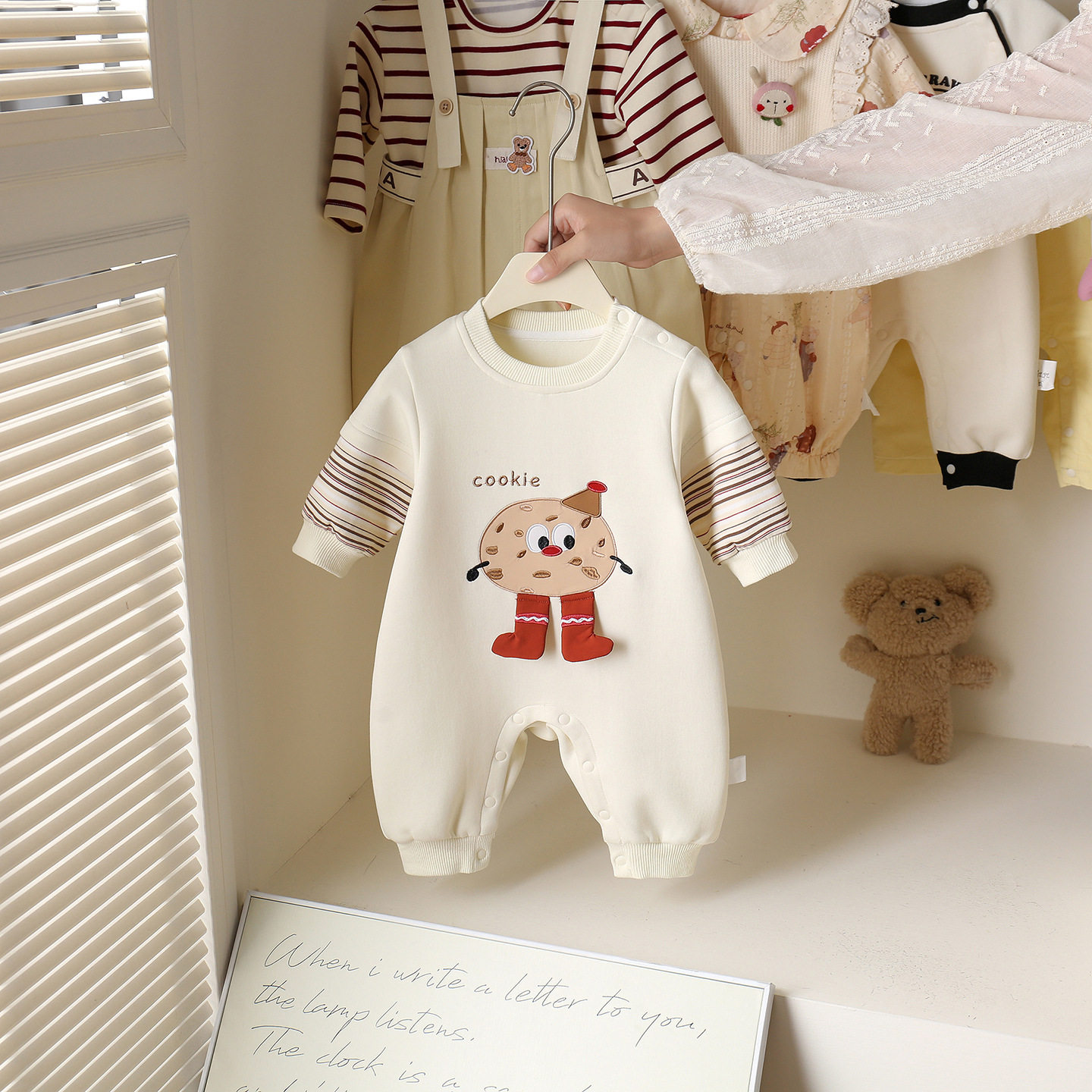 婴儿衣服秋季新款婴幼儿连体衣可爱超萌饼干小子宝宝长袖外出服,童装/婴儿装/亲子装,连身衣/爬服/哈衣,淘宝优惠券,粉丝福利购,淘宝优惠卷