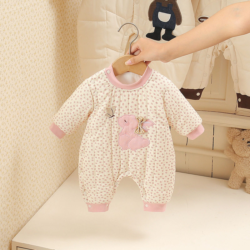 婴儿花朵兔男女宝宝保暖无骨连体衣中厚婴幼儿夹棉哈衣外出服,童装/婴儿装/亲子装,连身衣/爬服/哈衣,淘宝优惠券,粉丝福利购,淘宝优惠卷