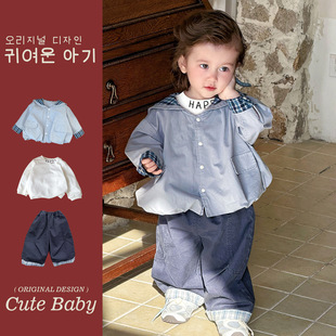 3岁男孩T恤裤 子超洋气三件套潮 套装 时髦男宝宝休闲外套儿童韩版