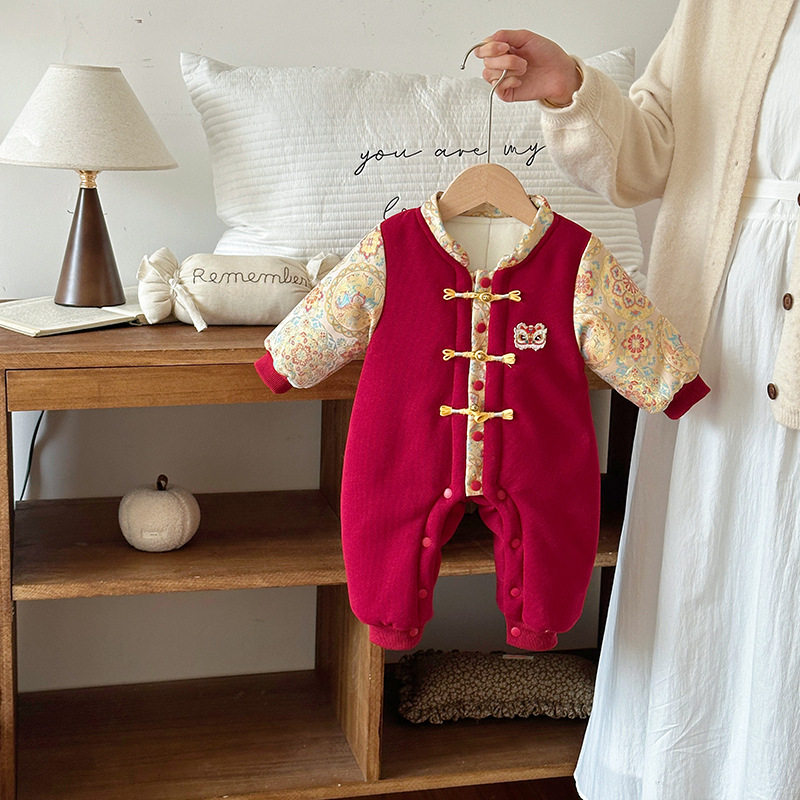 新生婴儿连体衣红色喜庆拜年服冬款男女宝宝加绒加厚百天周岁礼服,童装/婴儿装/亲子装,儿童礼服,淘宝优惠券,粉丝福利购,淘宝优惠卷